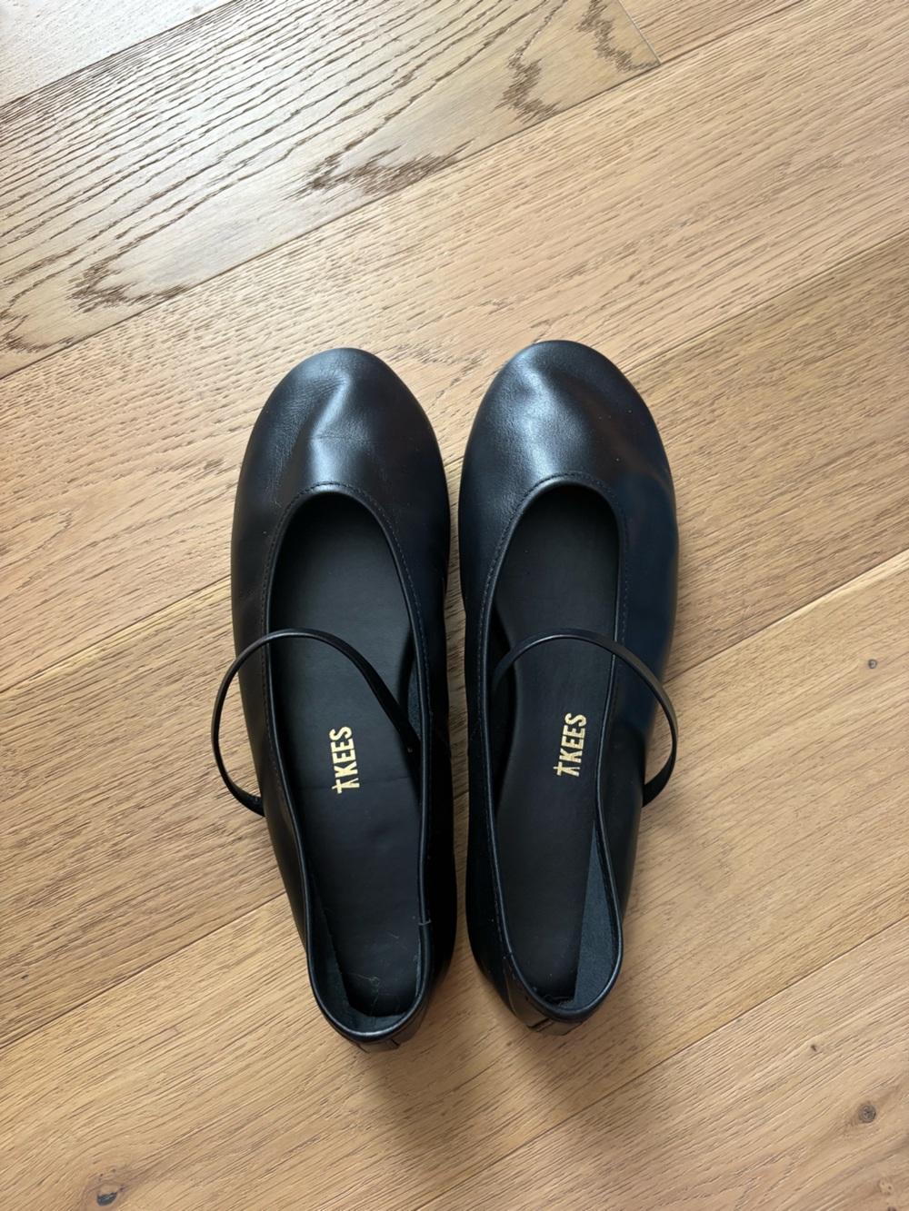 Tkees Black Leather Ballerina Flats - Worn Once